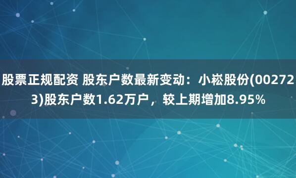 股票正规配资 股东户数最新变动：小崧股份(002723)股东户数1.62万户，较上期增加8.95%